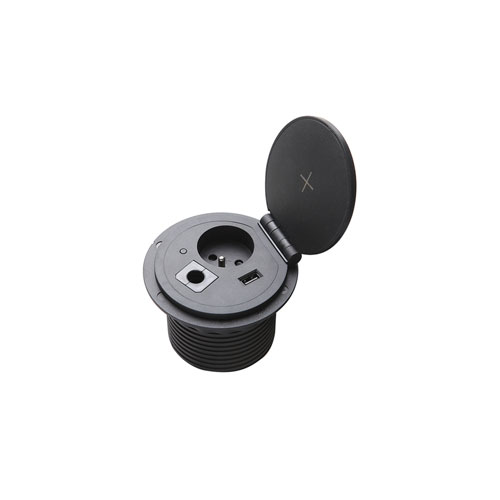 Hot Selling Cheap Desktop Aluminium Pop Up Socket With Usb Wireless Charger