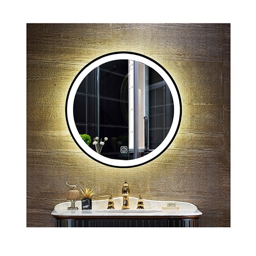 Bathroom Wall Mounted Touch Screen Round Light Mirror With Led Lights